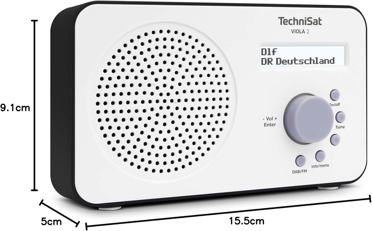 Tragbares DAB-Radio VIOLA 2 mit Kopfhöreranschluss, weiss/schwarz ; DAB+