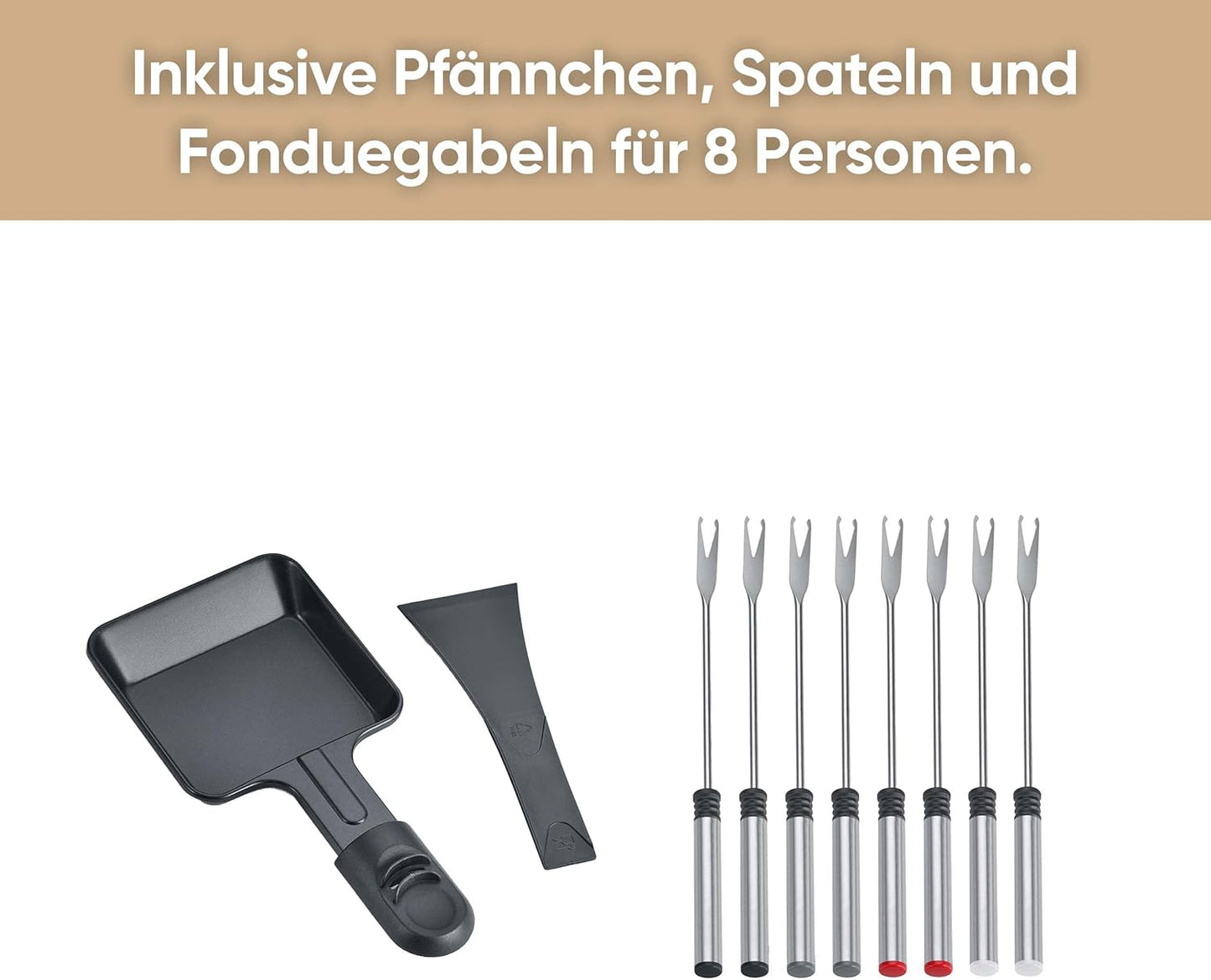 2-in-1 Raclette-Fondue-Kombination für 8 Personen, NEU Black Line