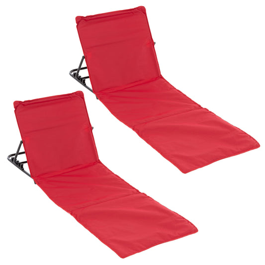 2-teiliges Strandmatten-Set mit verstellbarer Rückenlehne und Tasche, Rot
