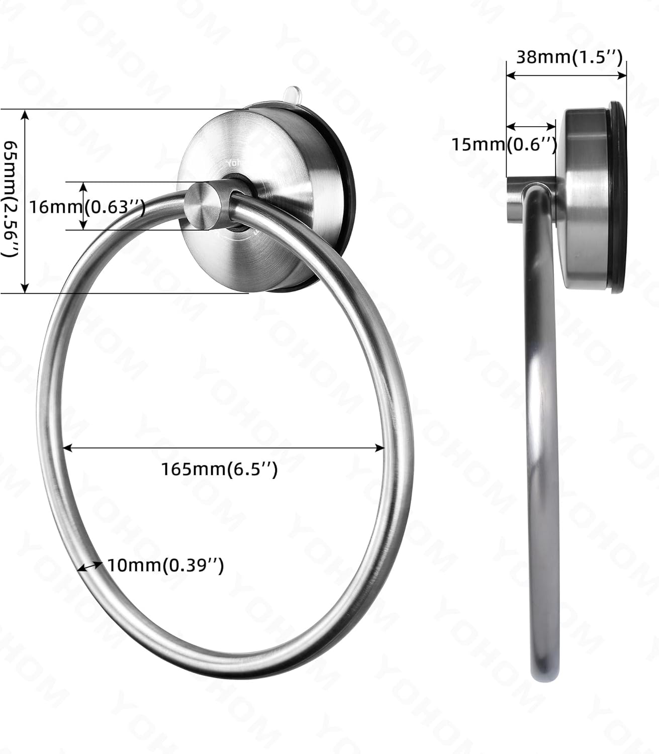 Handtuchring mit Saugschraube, Silber