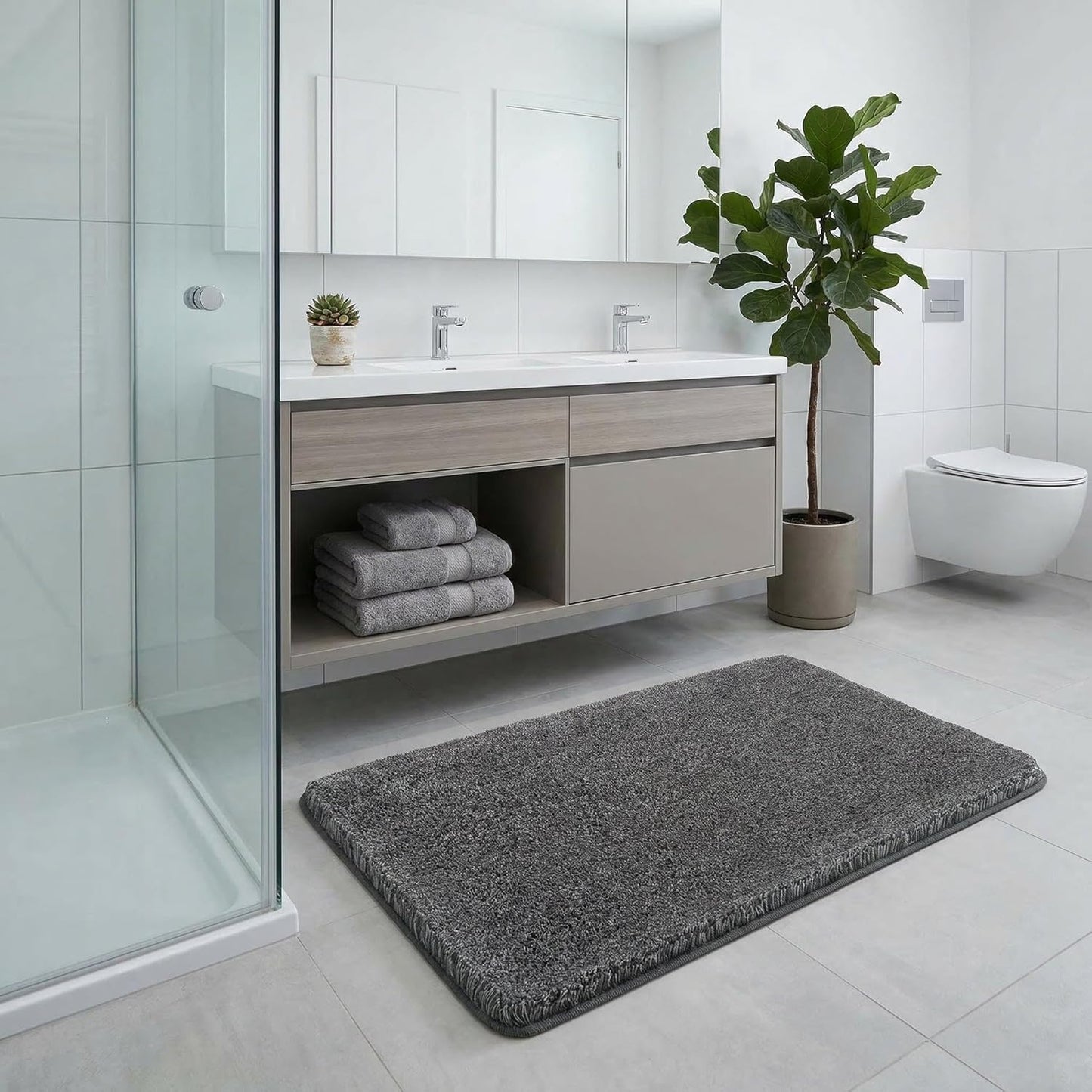 Badteppich Relax, Anthrazit 70 x 120 cm (Rechteckig)