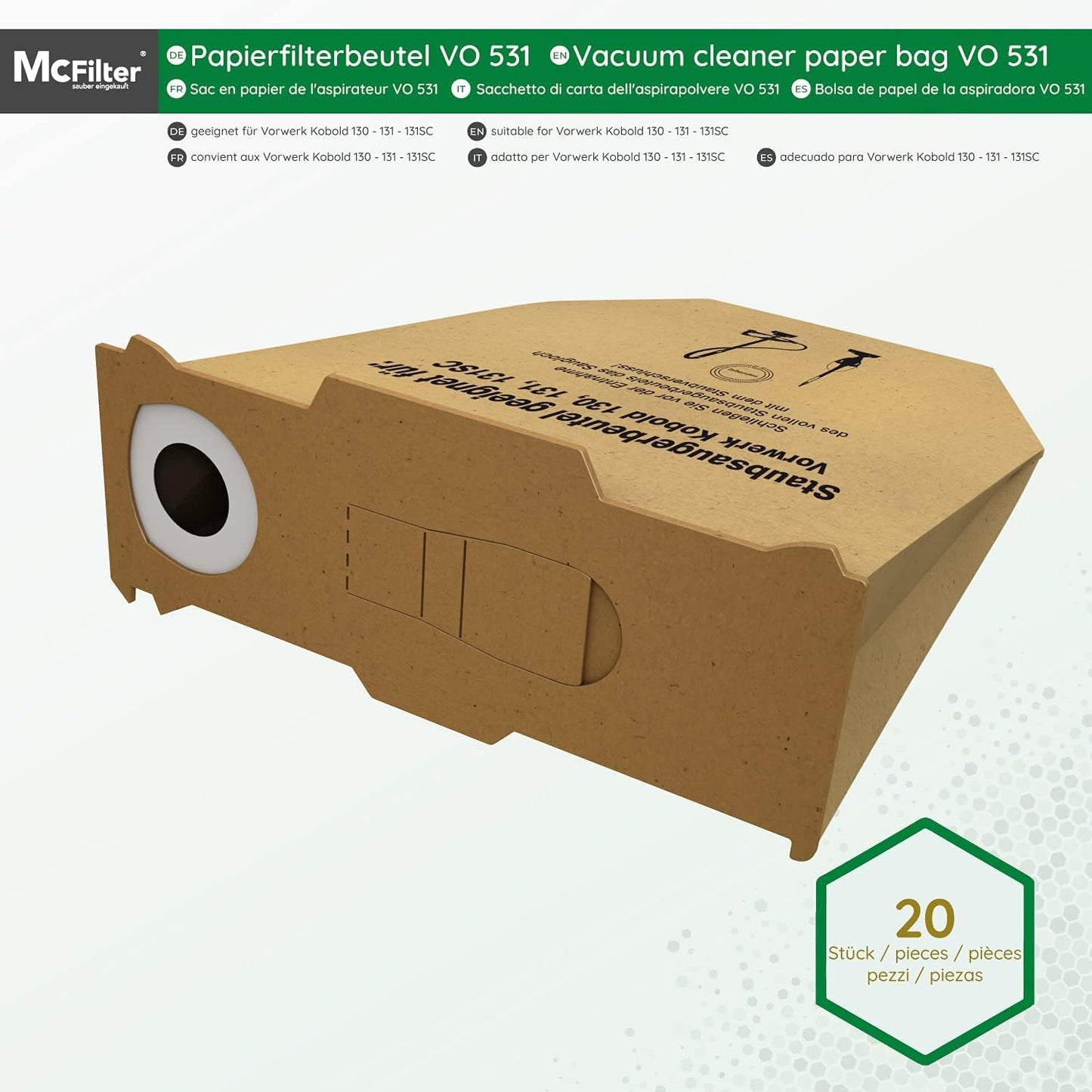 Staubbeutel, geeignet für Vorwerk Kobold VK 130 / 131