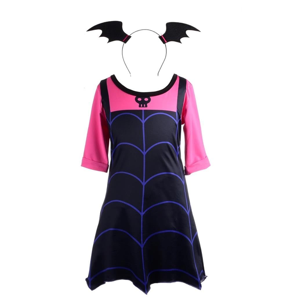 Kostümkleid mit Fledermausflügel-Haarreif, Stil A (Polyesterkleid mit Haarreifen) 3-4 Jahre