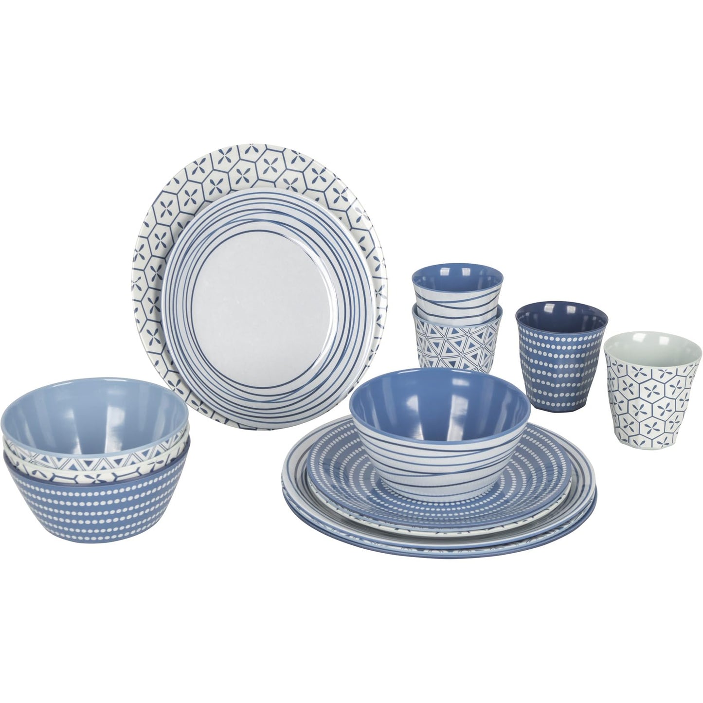 Mix&Match Campinggeschirr-Set für 4 Personen, Blau