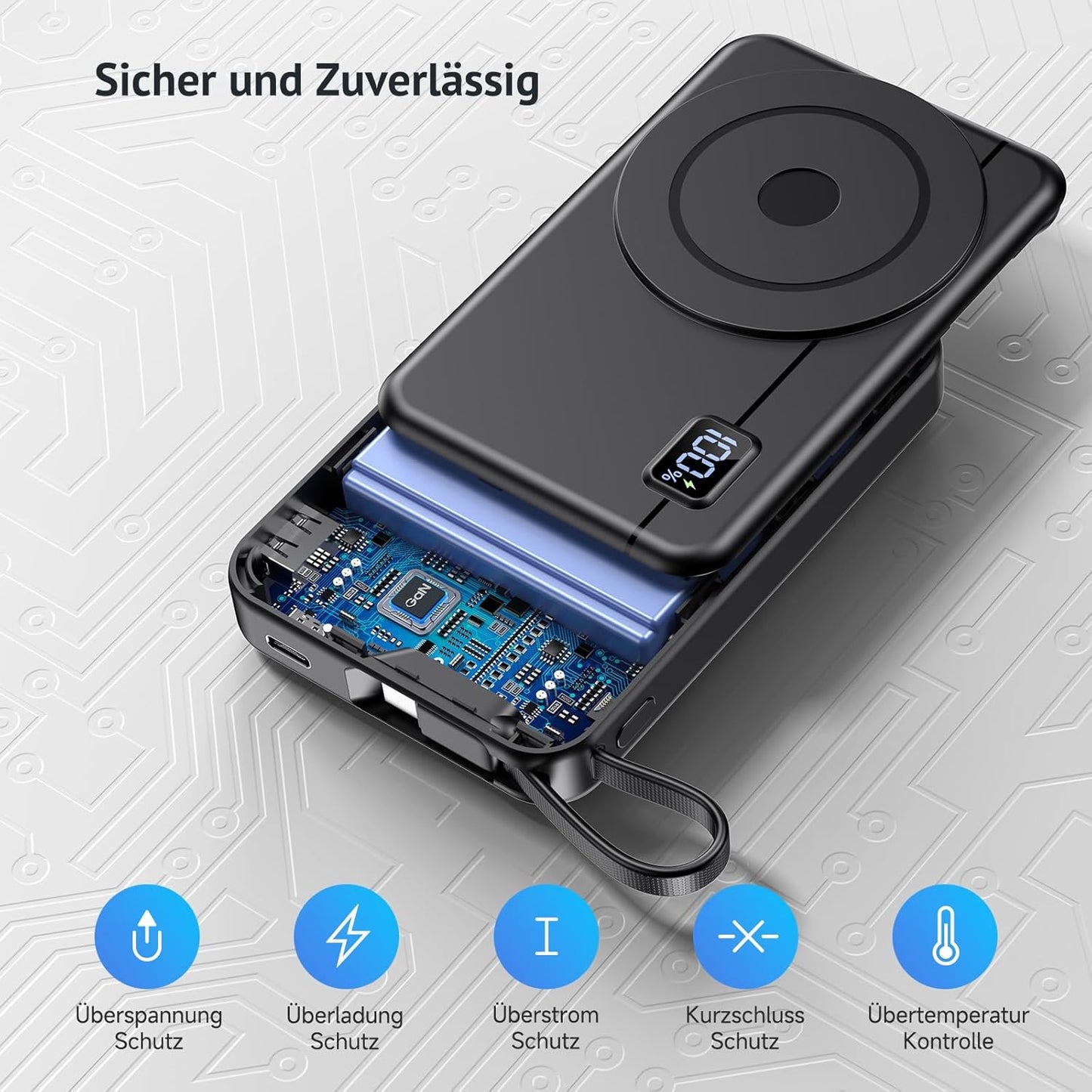 Magsafe Powerbank für iPhone 12er- bis 16er-Serie, Black