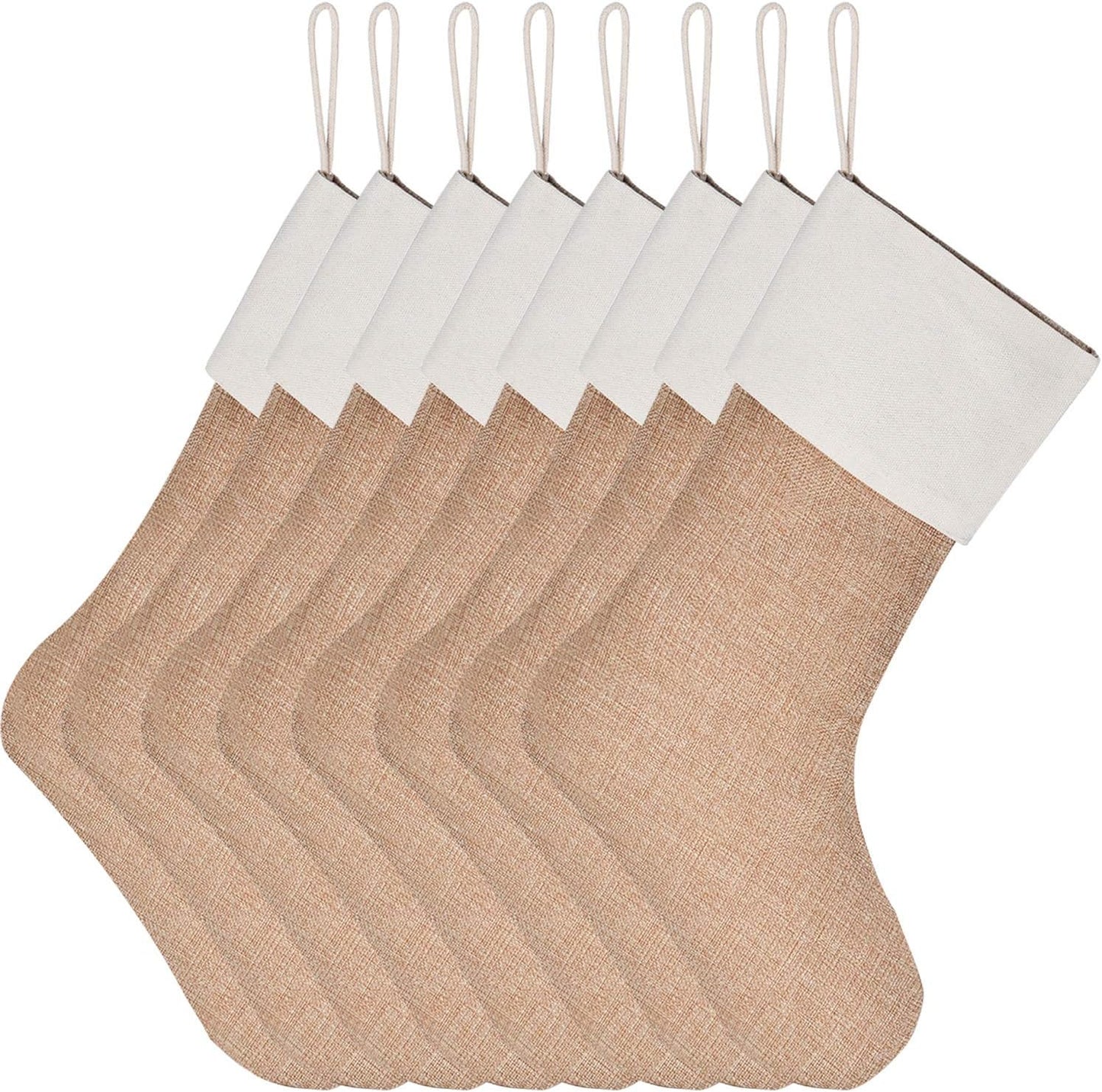8-teiliges Weihnachtsstrumpf-Set, Flachs / 8