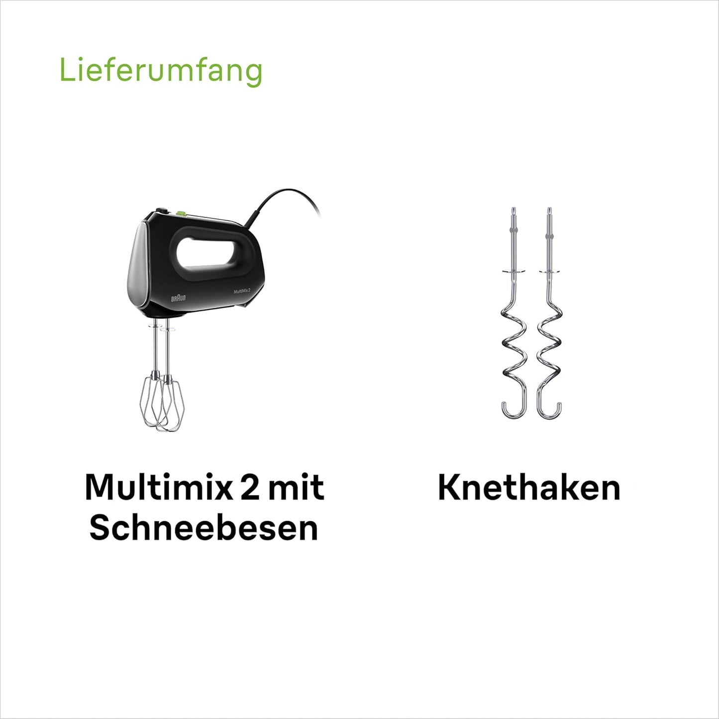 HM2110 BK Handmixer, Schwarz MultiMix 2 - inkl. Schneebesen & Knethaken