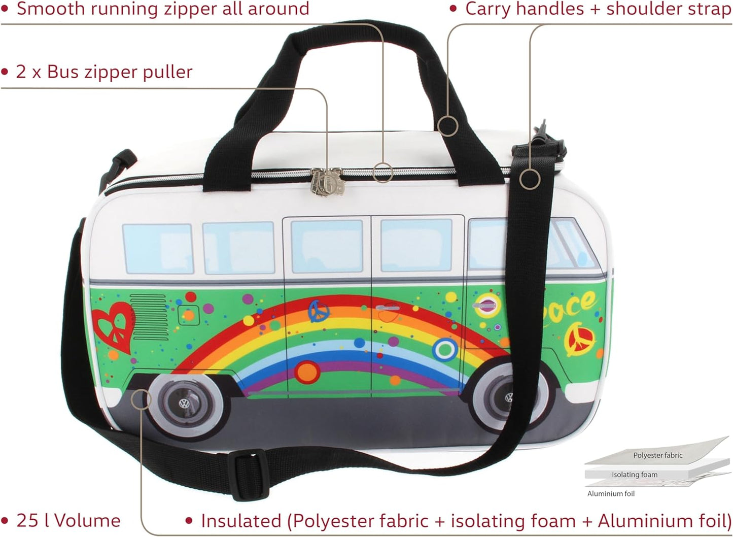 Kühltasche - VW T1 Camper Van, Einheitsgrösse Peace/Grün