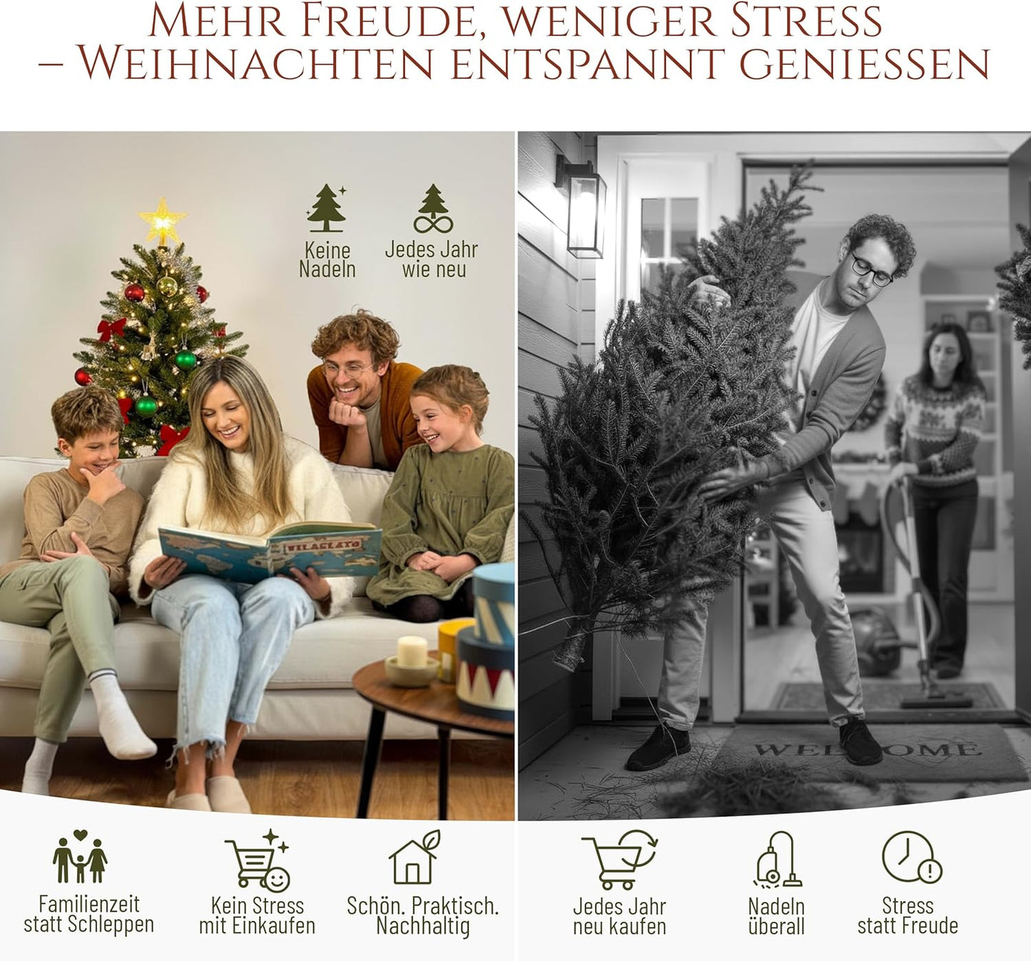Künstlicher Weihnachtsbaum mit Beleuchtung (180 cm), 180 cm