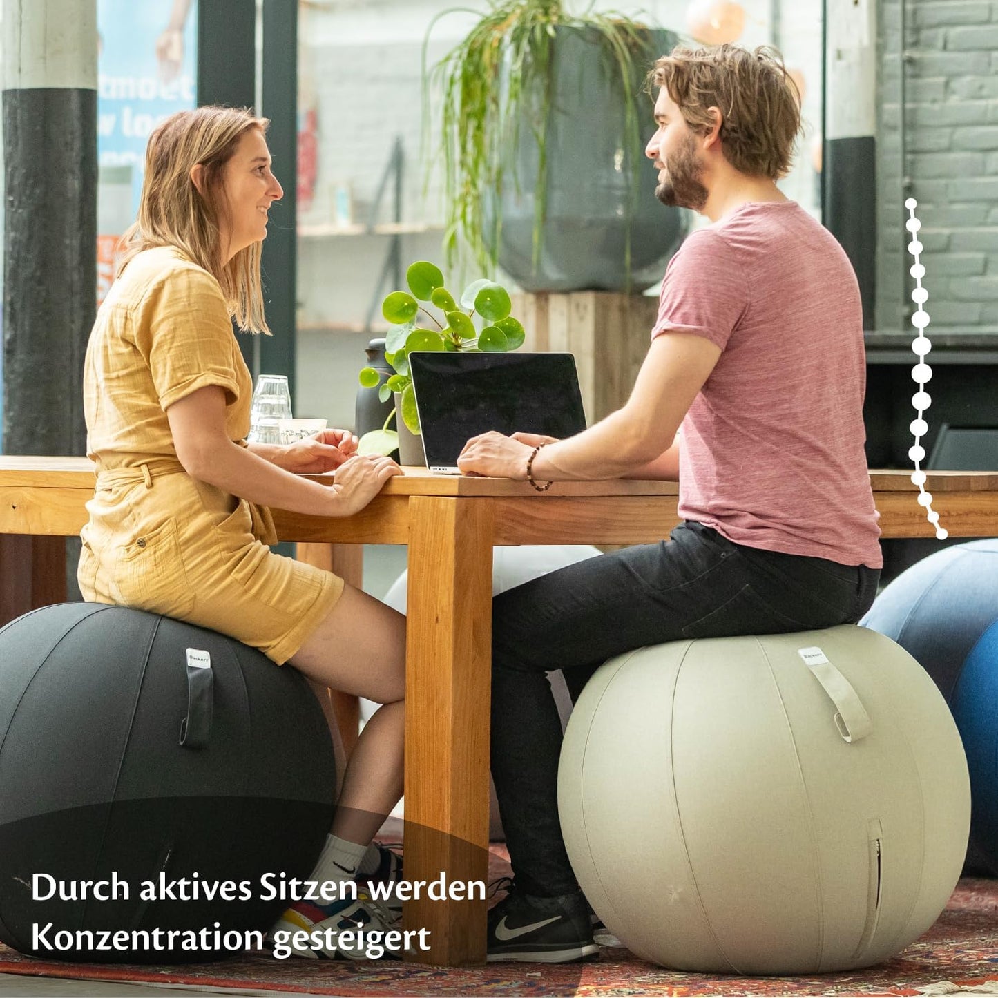 Ergonomischer Sitzball mit waschbarem Leinenbezug, 65 cm Grün