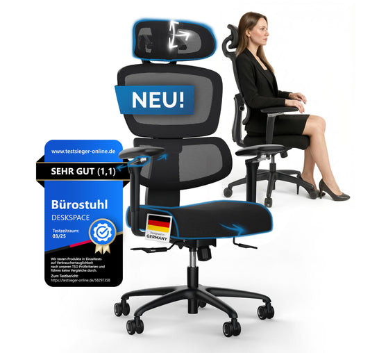 Ergonomischer Bürostuhl, Schwarz Move Pro (47.5-57 cm)