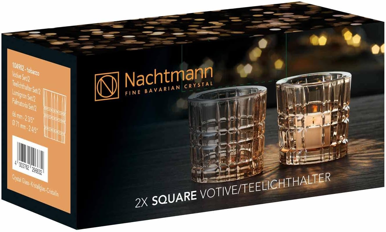 2er-Set Teelichthalter Square Votives, Square Tobacco