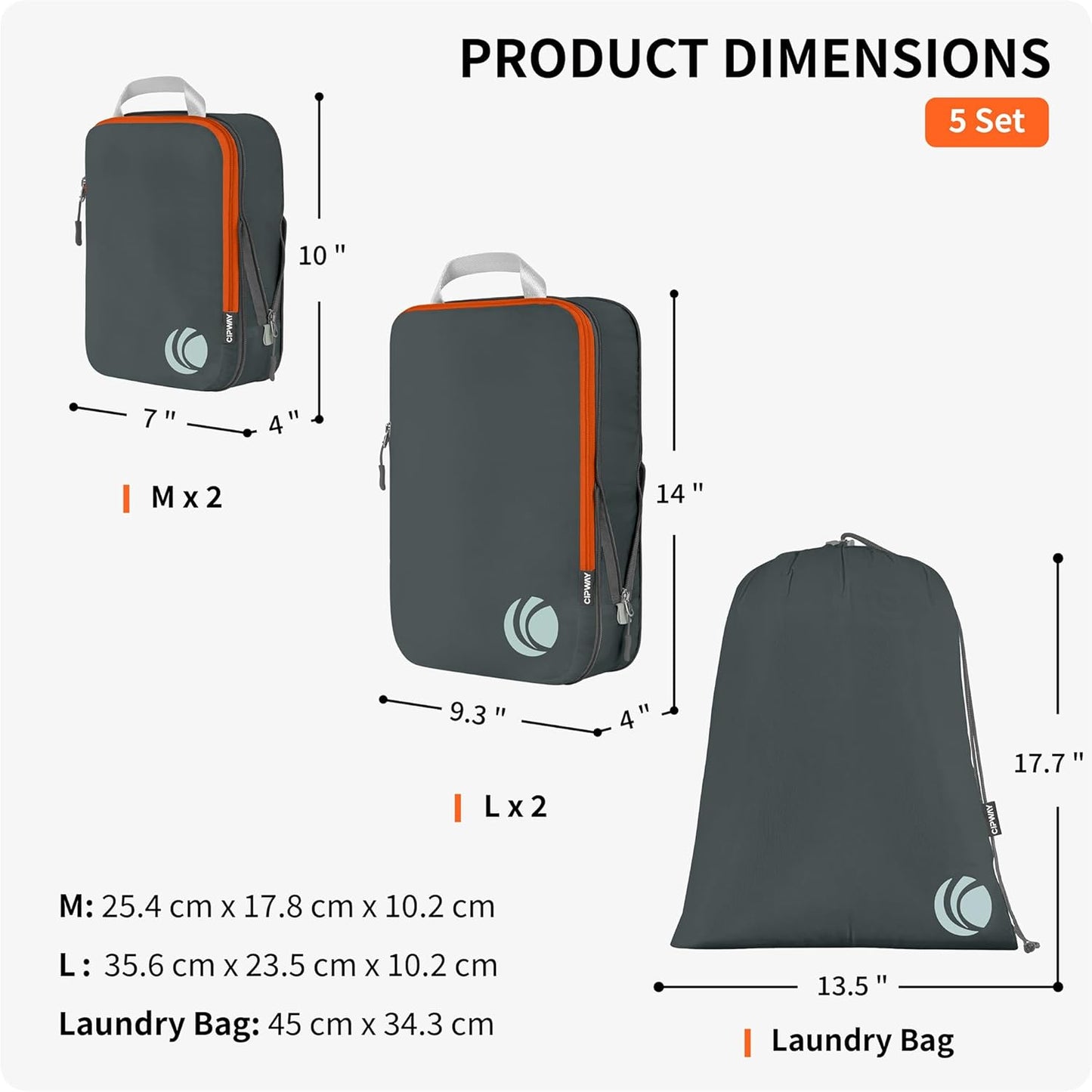 Kompressions-Packwürfel-Set für Reisen (5-teilig), 5PCS Grey