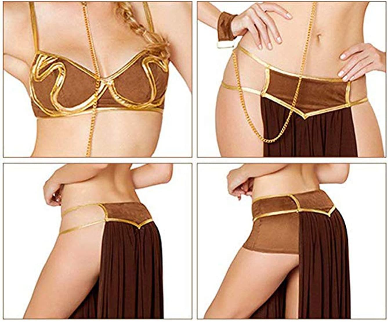 Sexy Damenkostüm Prinzessin Leia Cosplay, M Brown