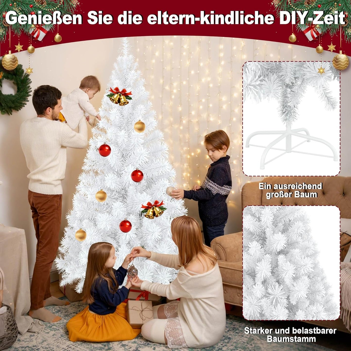Künstlicher Weihnachtsbaum mit Metallständer, Weiss Pvc 240 cm
