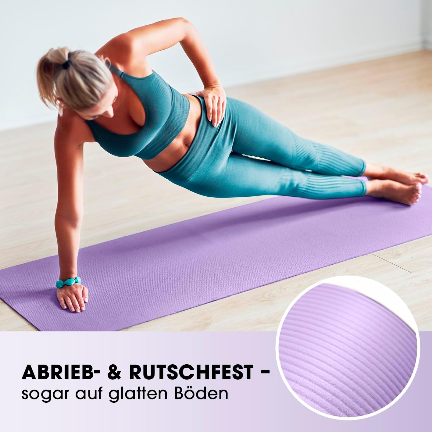 Gelenkschonende Fitnessmatte für Indoor/Outdoor (183x61cm), 183 x 61 x 1,5 cm Violett