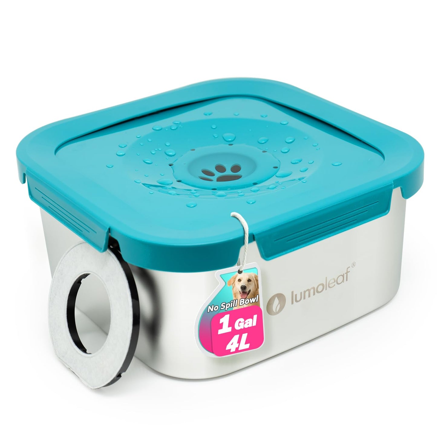 Wassernapf für Hunde, auslaufsicherer Edelstahl 4L, 4L Blau