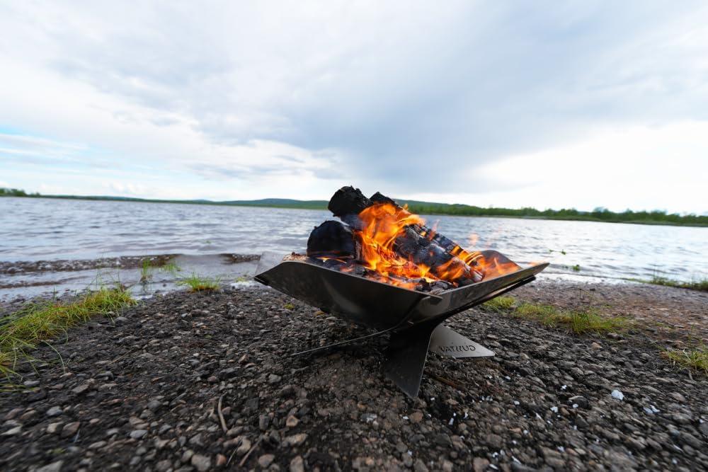 Faltbare Feuerschale für Camping, Edelstahl (Rostfrei)