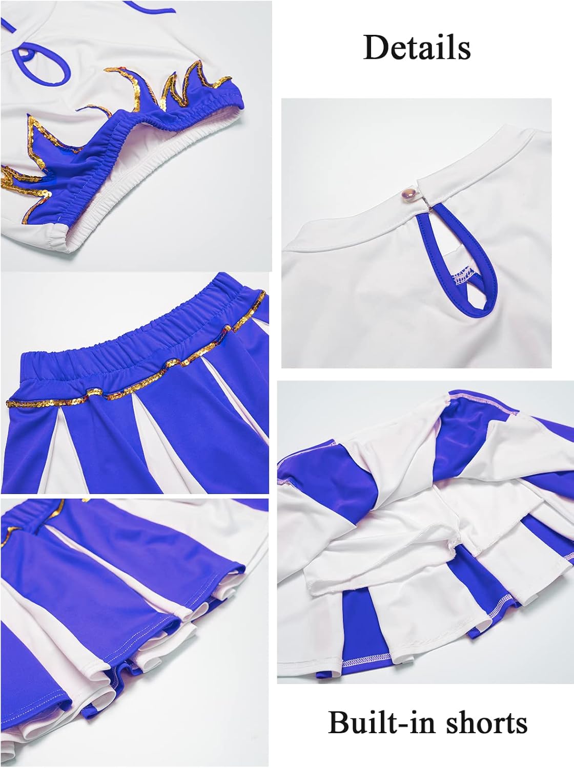 Cheerleader-Kostüm für Karneval, 152-164 Blau