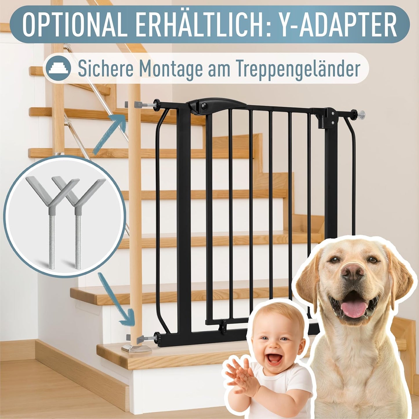 Treppenschutzgitter Berrin, 75-85 cm, ohne Bohren, 75 - 85 cm