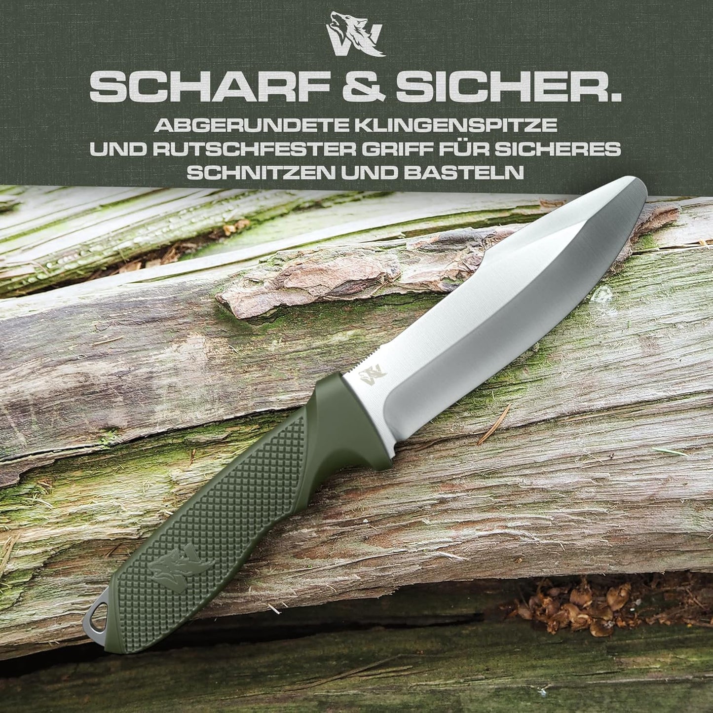 Schnitzmesser-Set für Kinder, Grün - Silber Ohne Feuerstarter