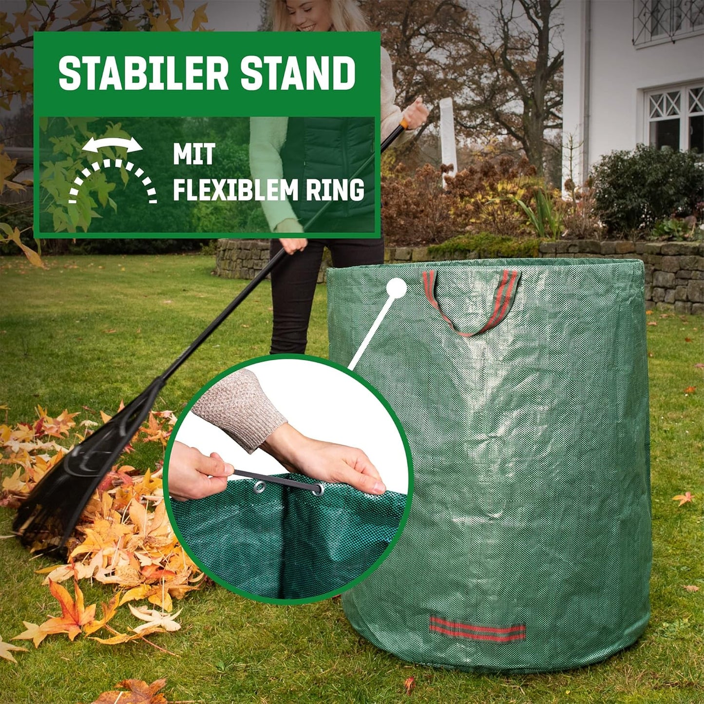 3-teiliges Gartenabfallsäcke-Set mit Griffen, 3