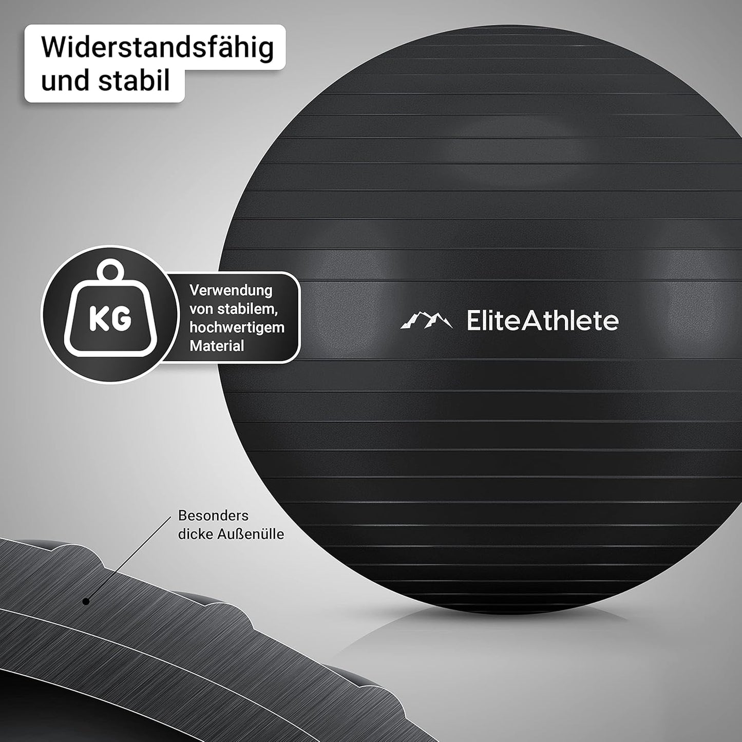 Ergonomischer Gymnastikball für Fitness und Schwangerschaft, Midnight Black 85cm