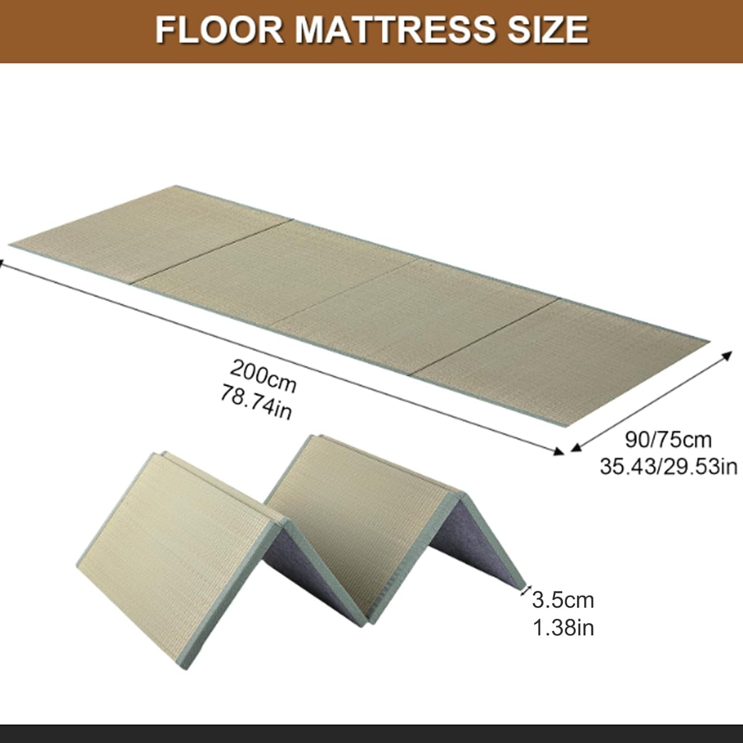 Faltbare Tatami Matte, 90x200x3.5cm
