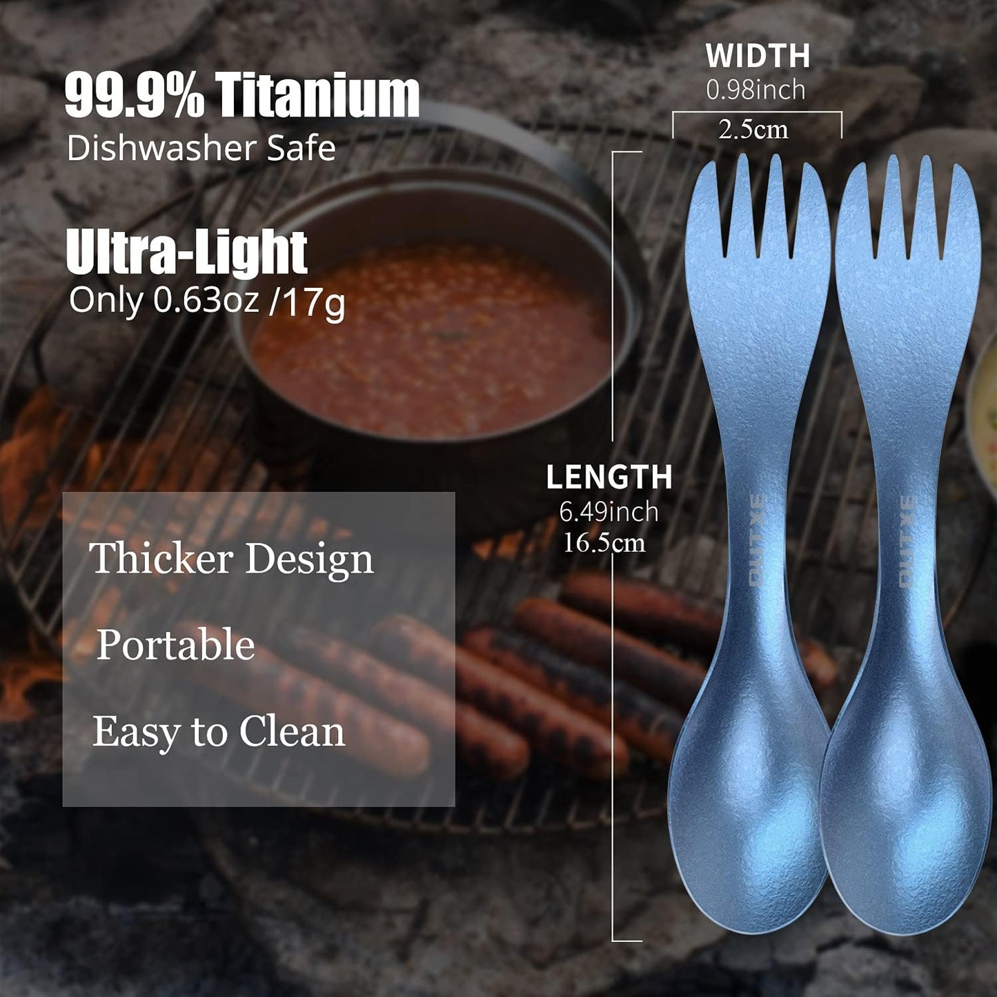 Camping Spork-Set, #3 Ice-crystal Blue