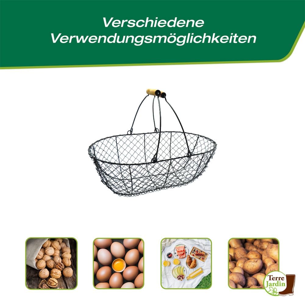Metall-Erntekorb mit Holzgriffen