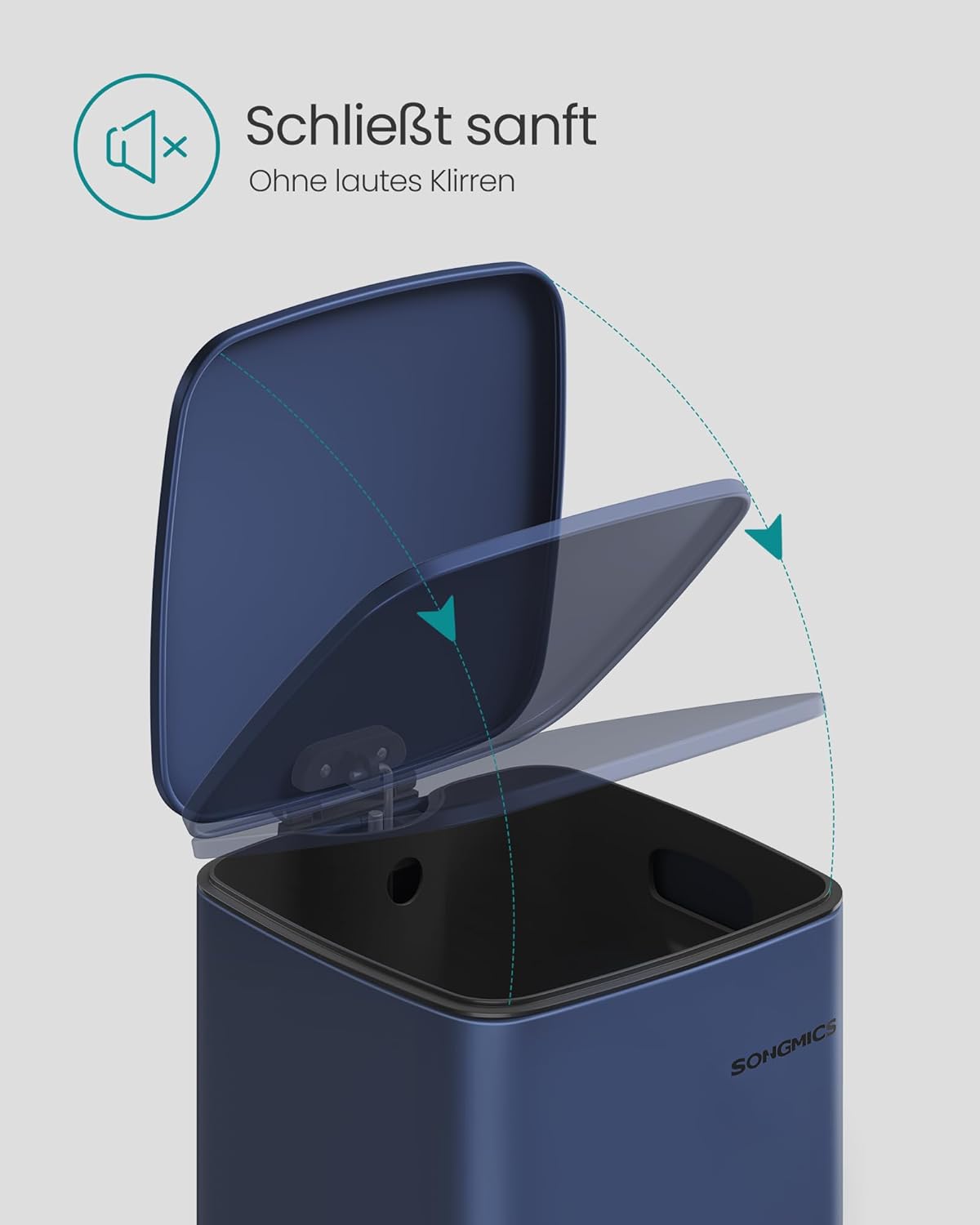 Tretmülleimer mit Inneneimer & Softclose, mitternachtsblau 30 L