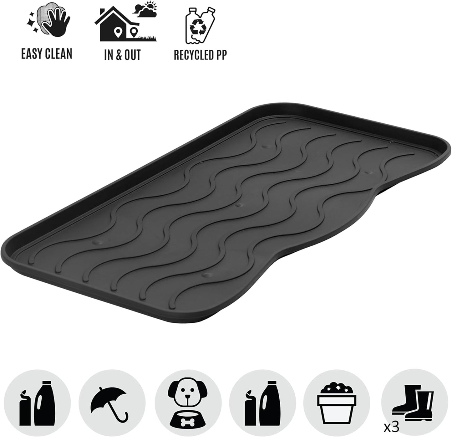 3-teiliges Schuhabtropfschalen-Set, Schwarz 38 x 75 cm 3 Stück