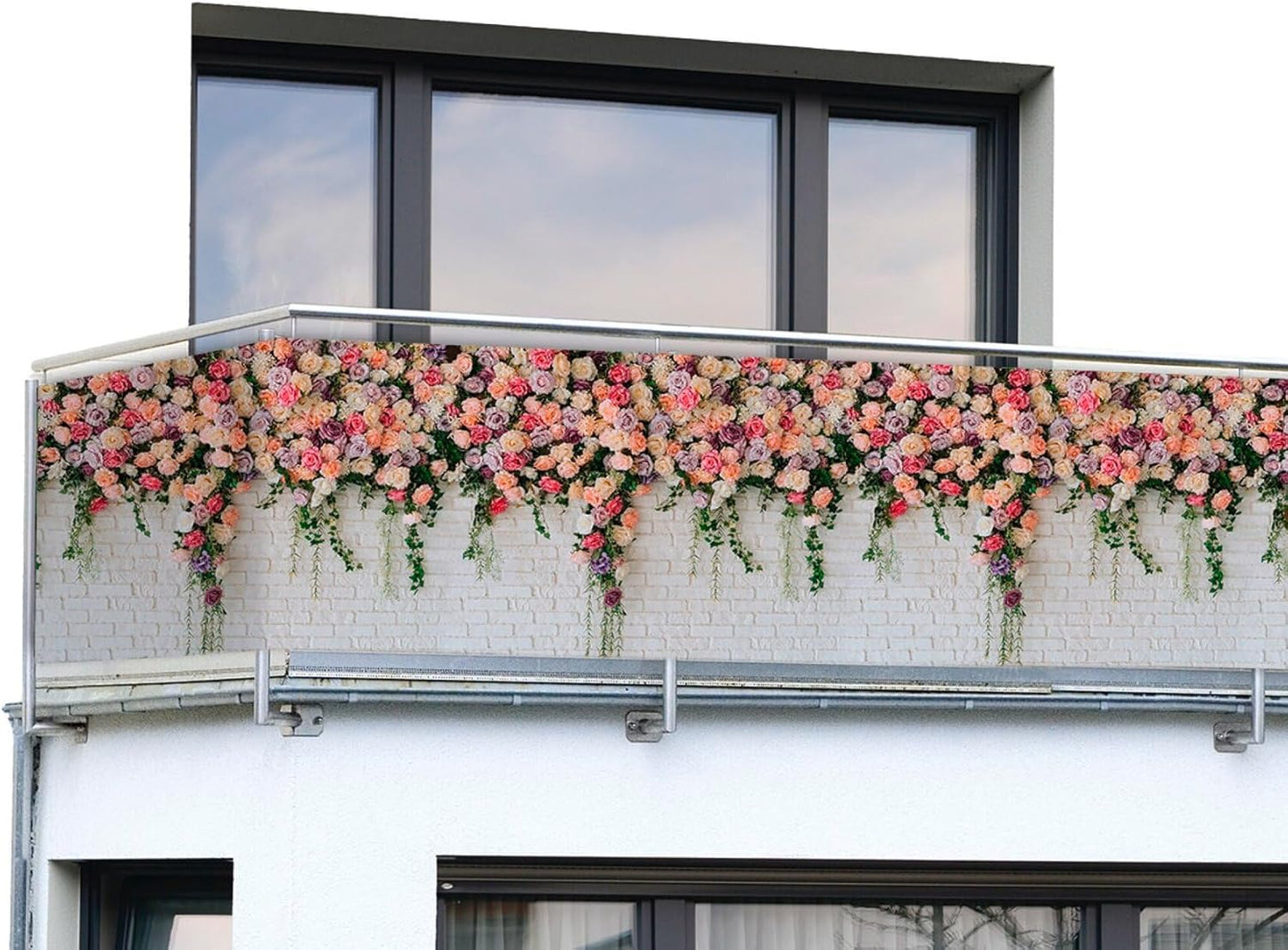 Balkon-Sichtschutz mit Rosen-Motiv, Rosen