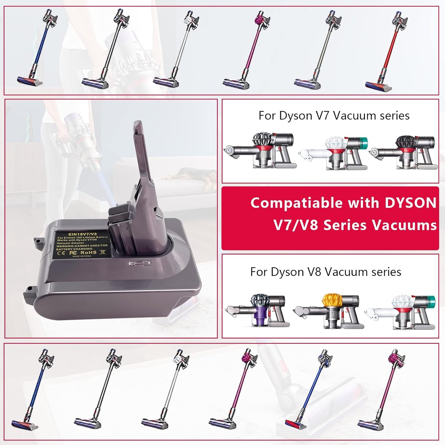 Akku-Adapter Dyson V7 & V8, Für Einhell Akku auf V7/V8