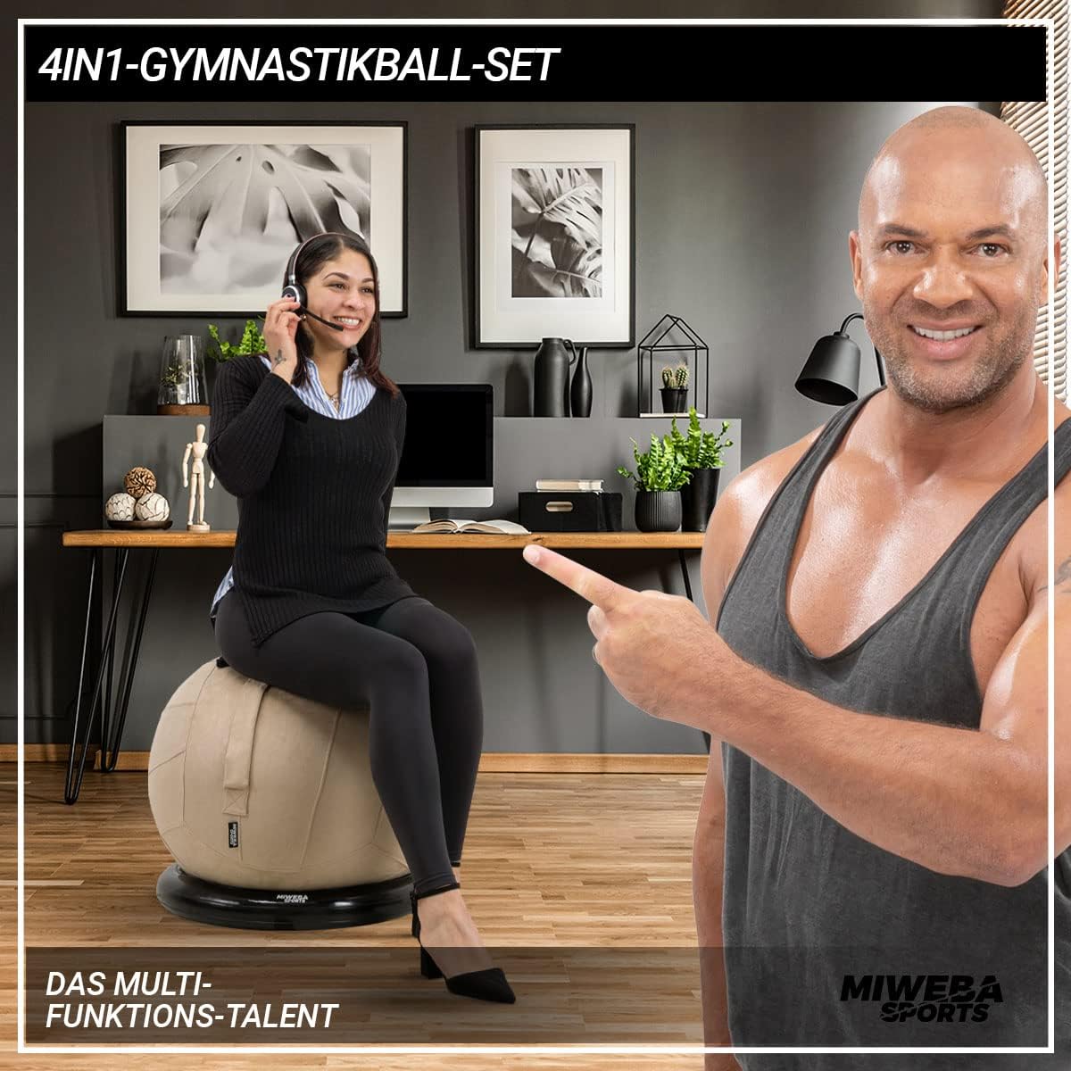 Gymnastikball mit Ballauflage, Beige