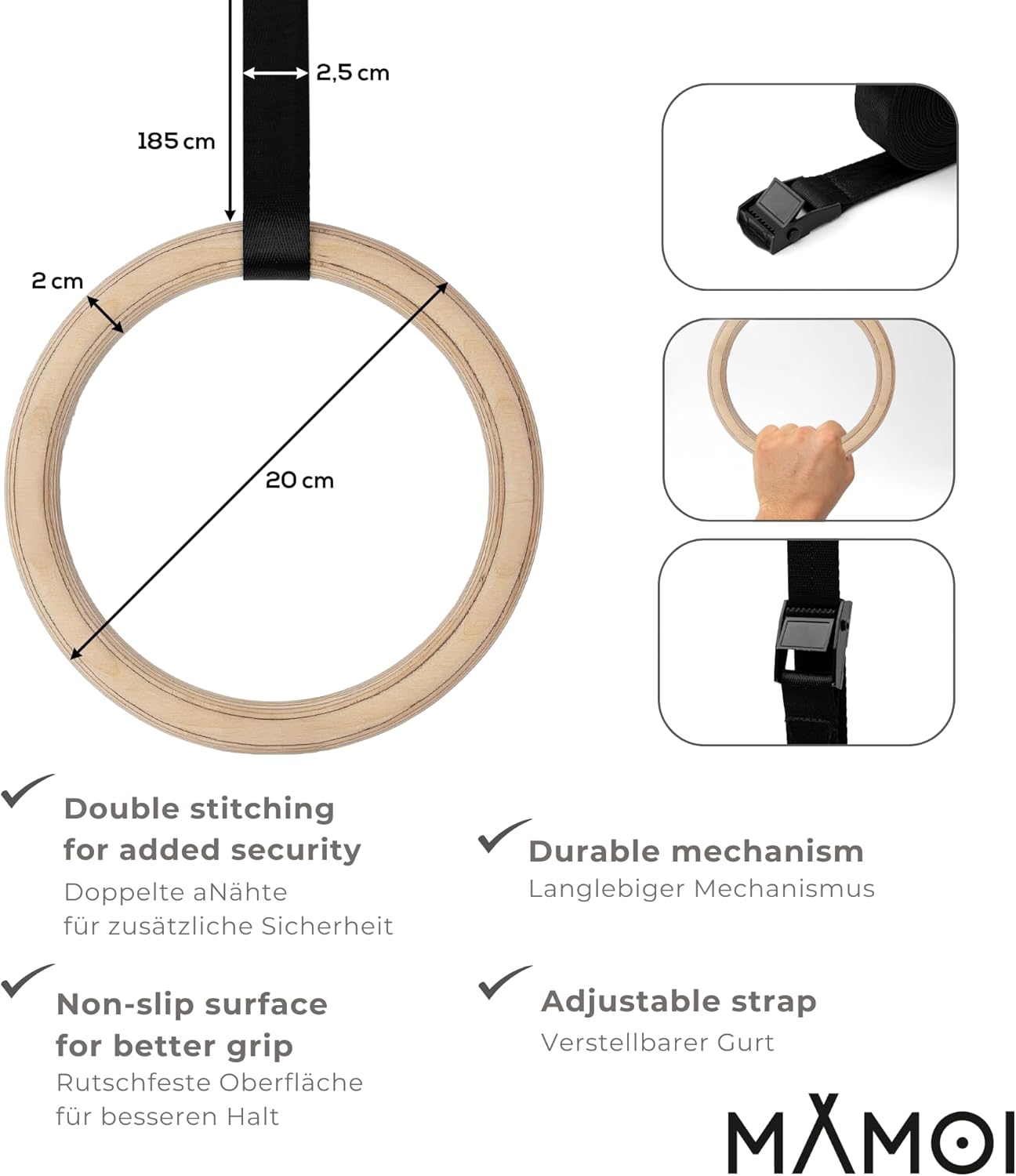 Sprossenwand mit Klimmzugstange, With Gym Rings + DIP