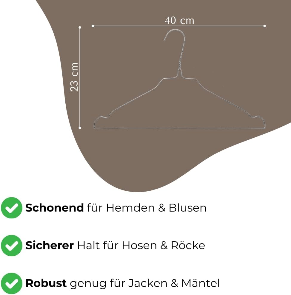 Drahtkleiderbügel, 100 Stück, Silber 100 Stück