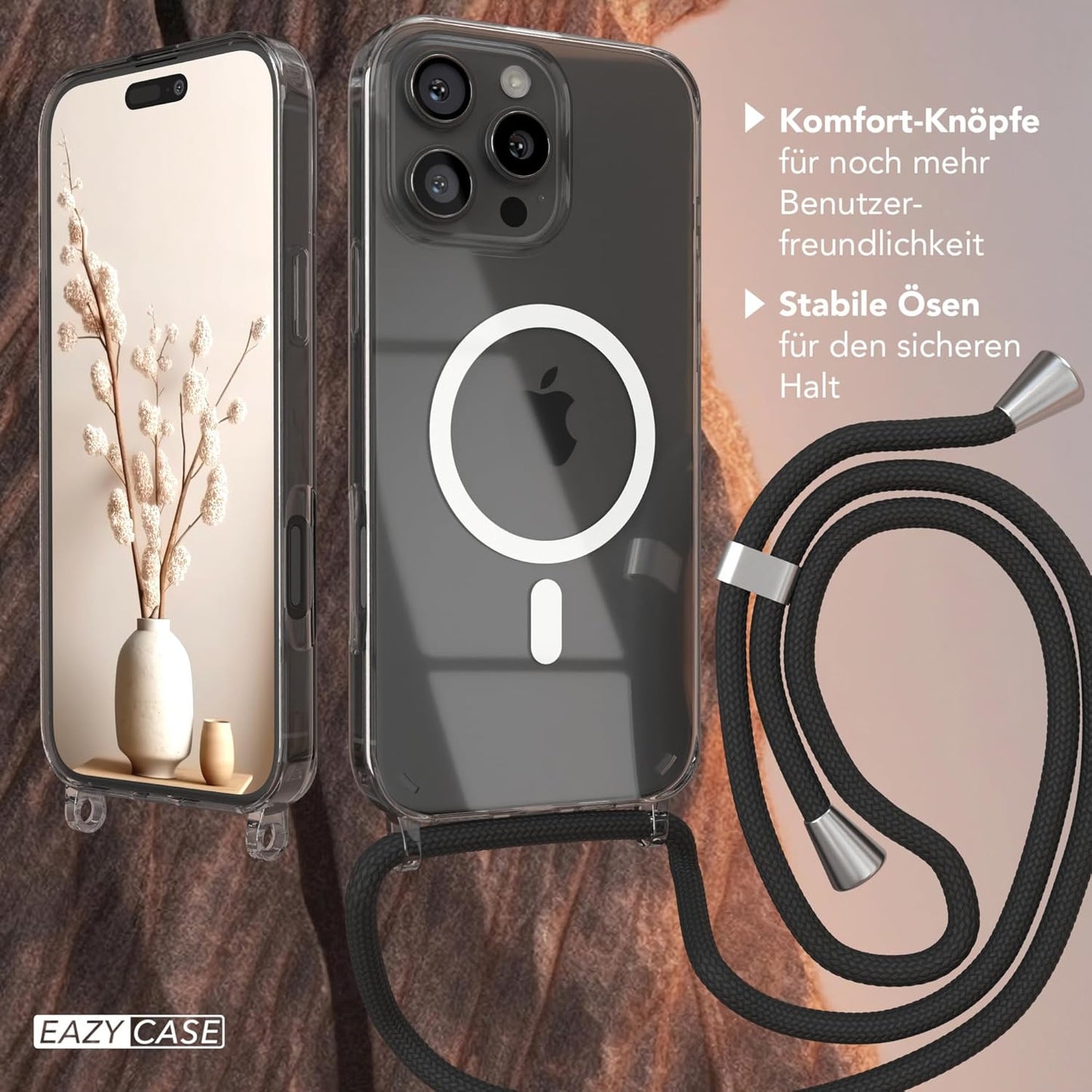 Handykette für iPhone 16 Pro Max, Schwarz iPhone 16 Pro Max