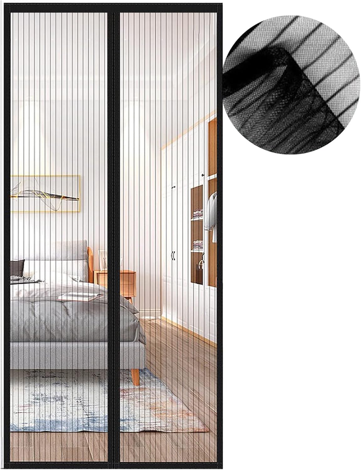 Magnetischer Insektenschutz für Türen 75x195 cm, 75 x 195 cm Schwarz