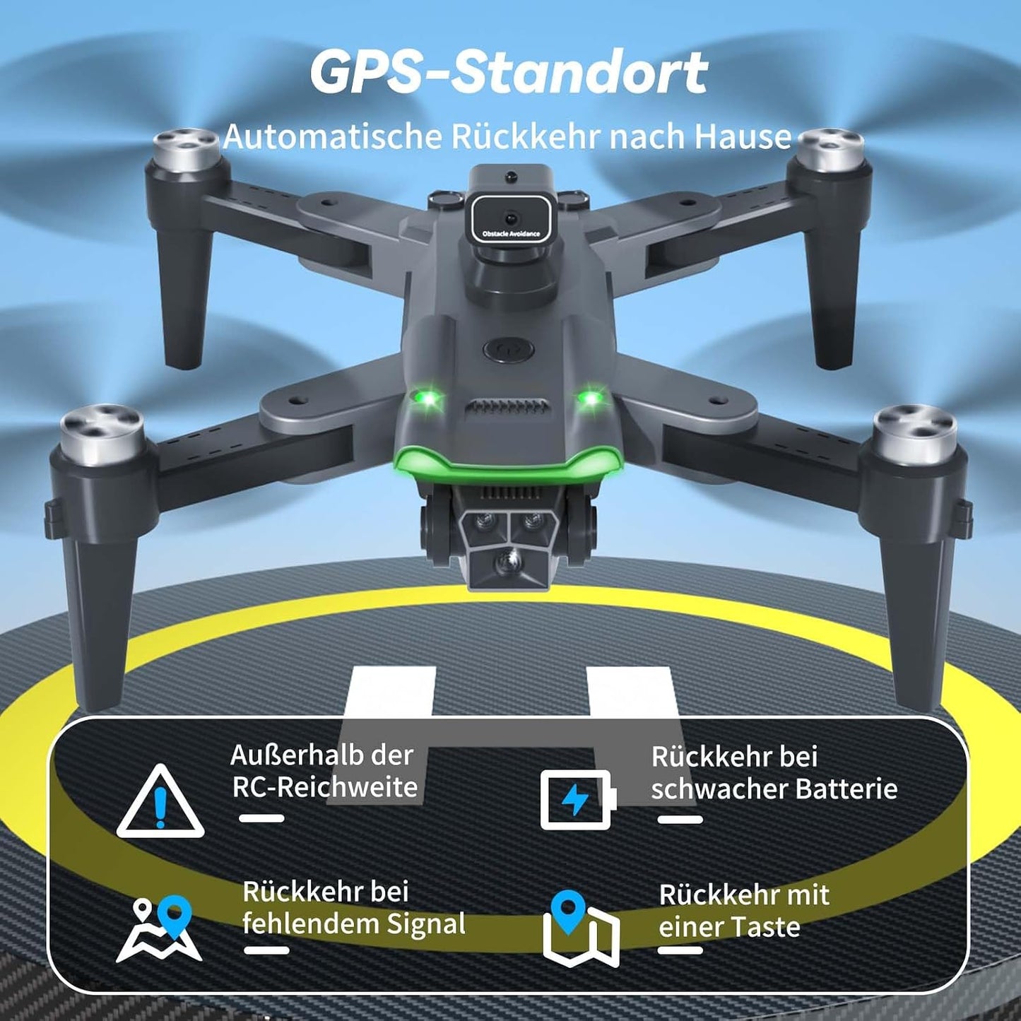 GPS-Drohne mit 4K Kamera, Klein Schwarz