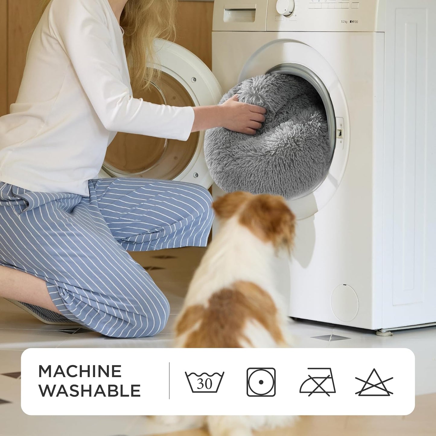 Waschbares Hundebett, Hellgrau L 70 x B 70 x H 15 cm