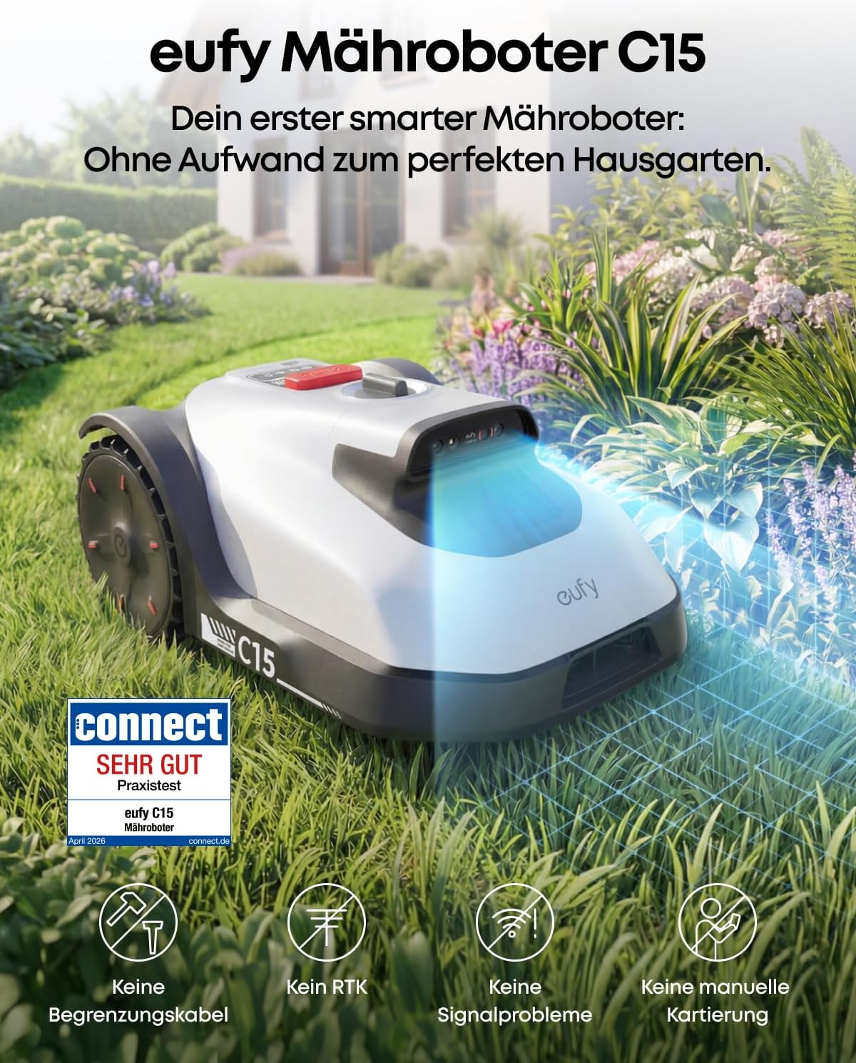 Mähroboter C15 ohne Begrenzungskabel, eufy c15 500㎡