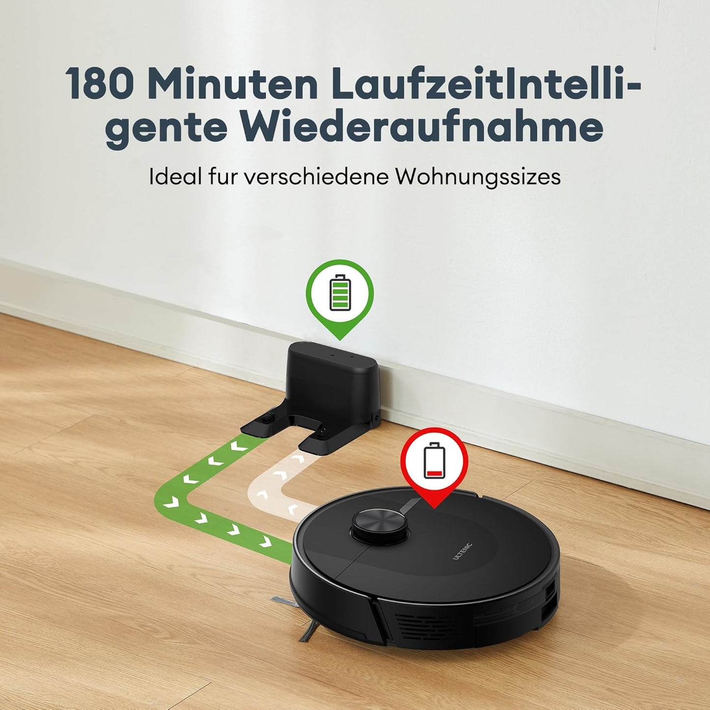 Staubsauger-Roboter mit 4000 Pa Saug- und Wischfunktion, Schwarz S