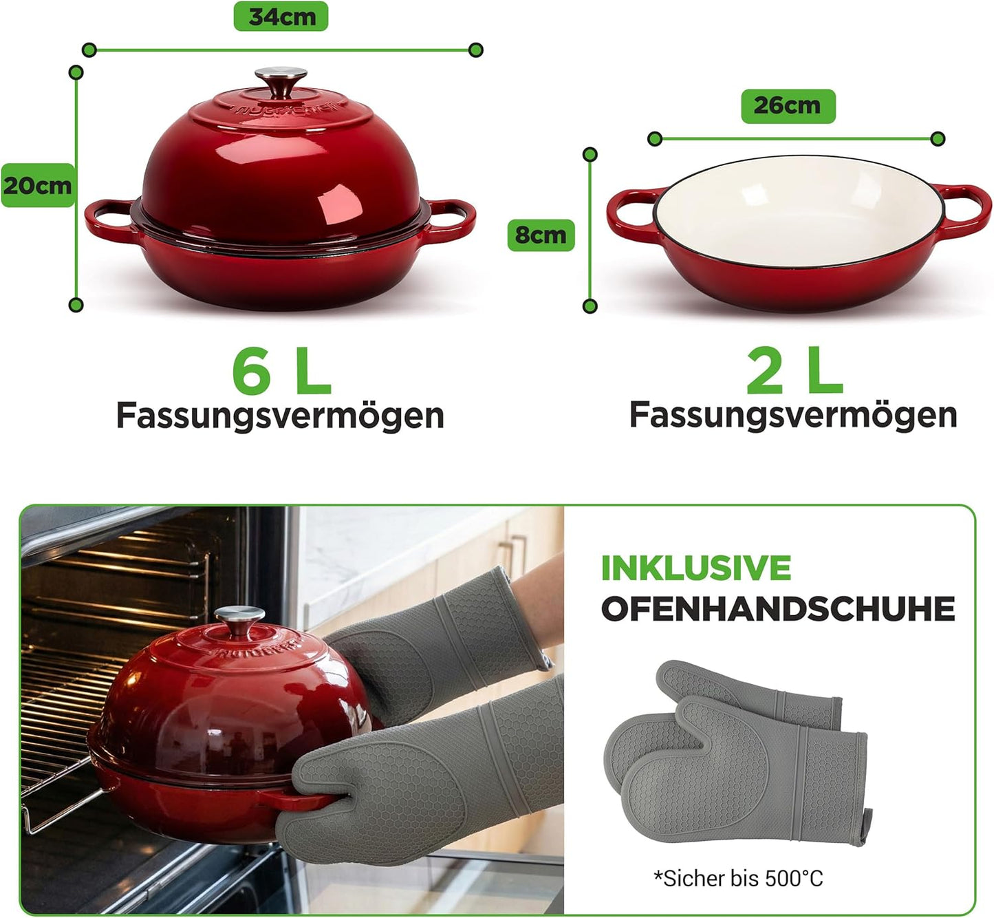 Gusseisentopf, Rot/Ausflug, einfarbig (Getaway Solids)