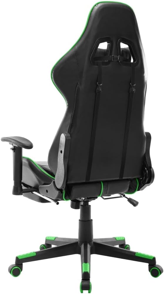 Gaming Stuhl mit Fussstütze und Höhenverstellung, Schwarz und Grün