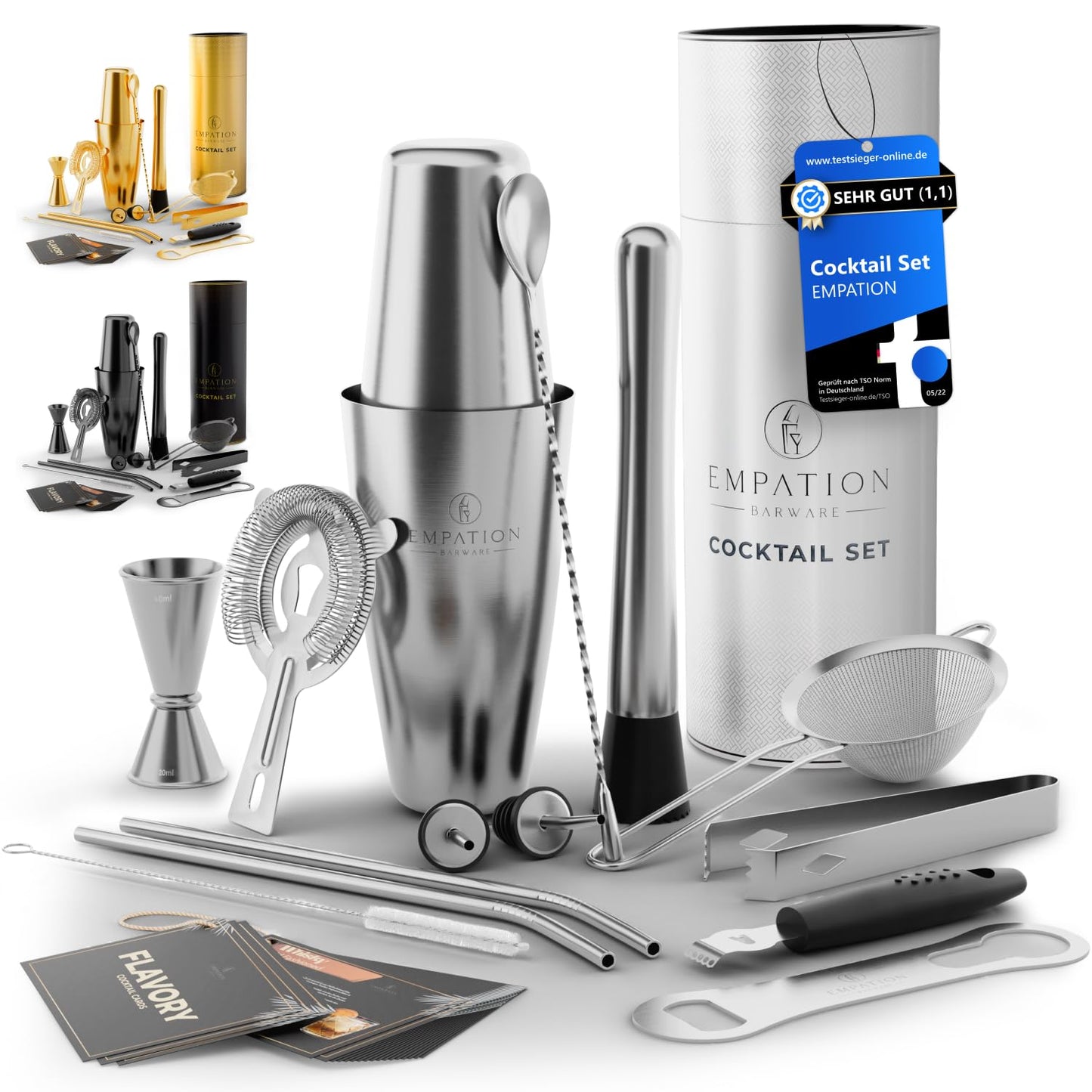 Cocktail Shaker Classic Set, 14-teilig, Classic Set Silber