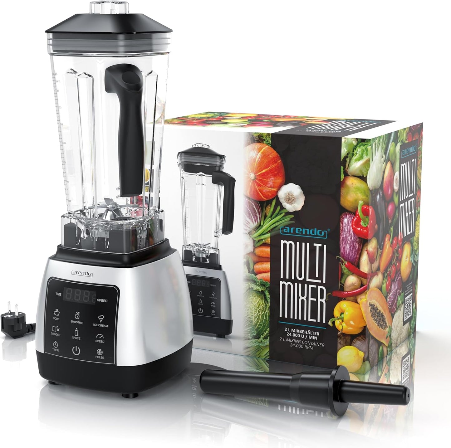 Standmixer mit Timer und Touchpanel, B: Silber