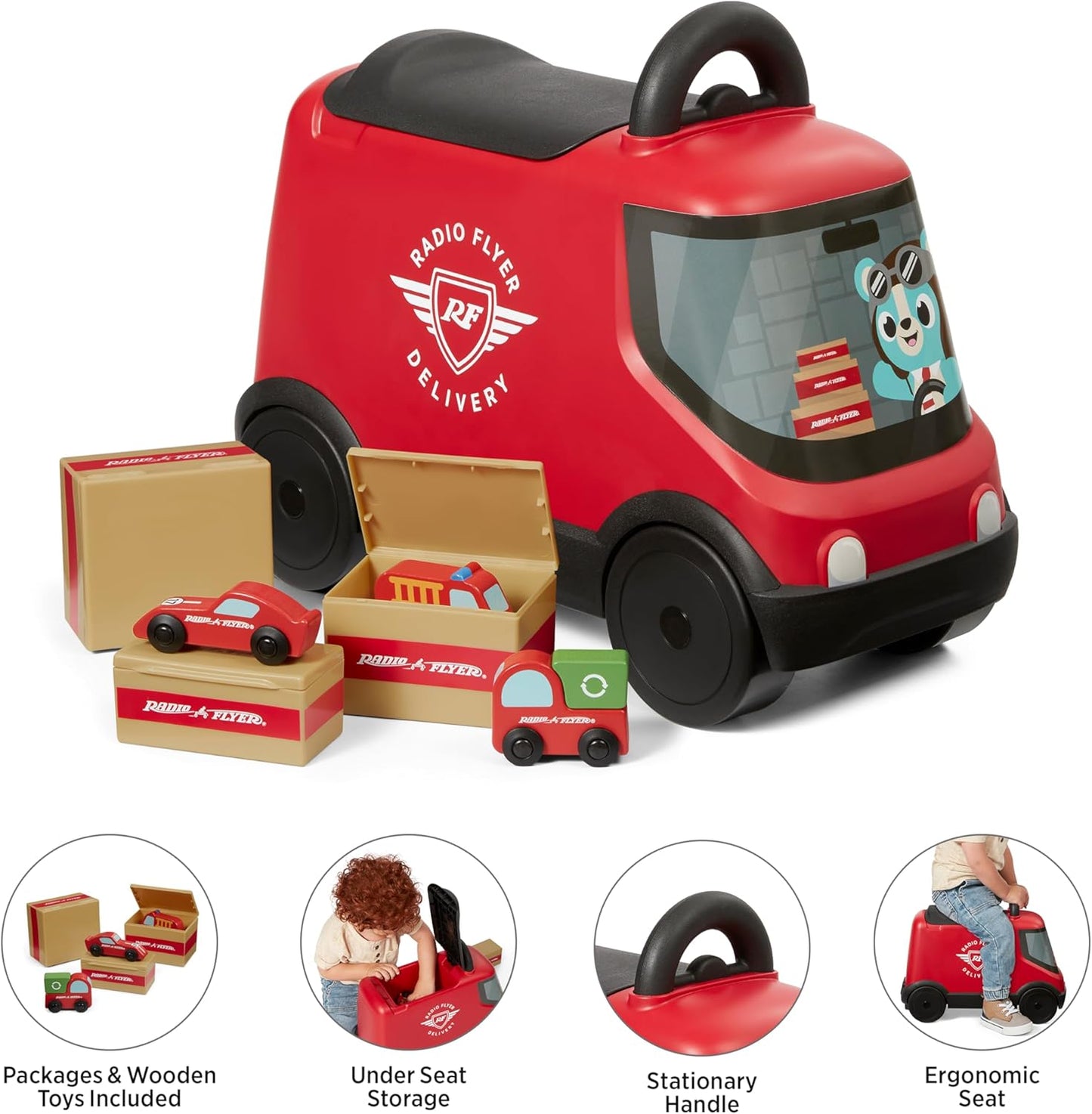 Rutschfahrzeug Ride & Deliver Truck inkl. Spielzeugautos