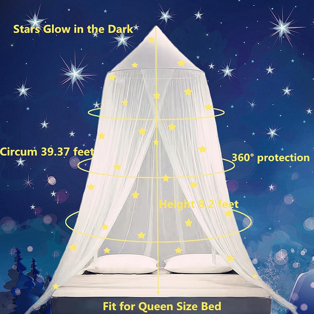 Leuchtender Sterne-Betthimmel Moskitonetz für Mädchen, Large (Pack of 1) Star Blue