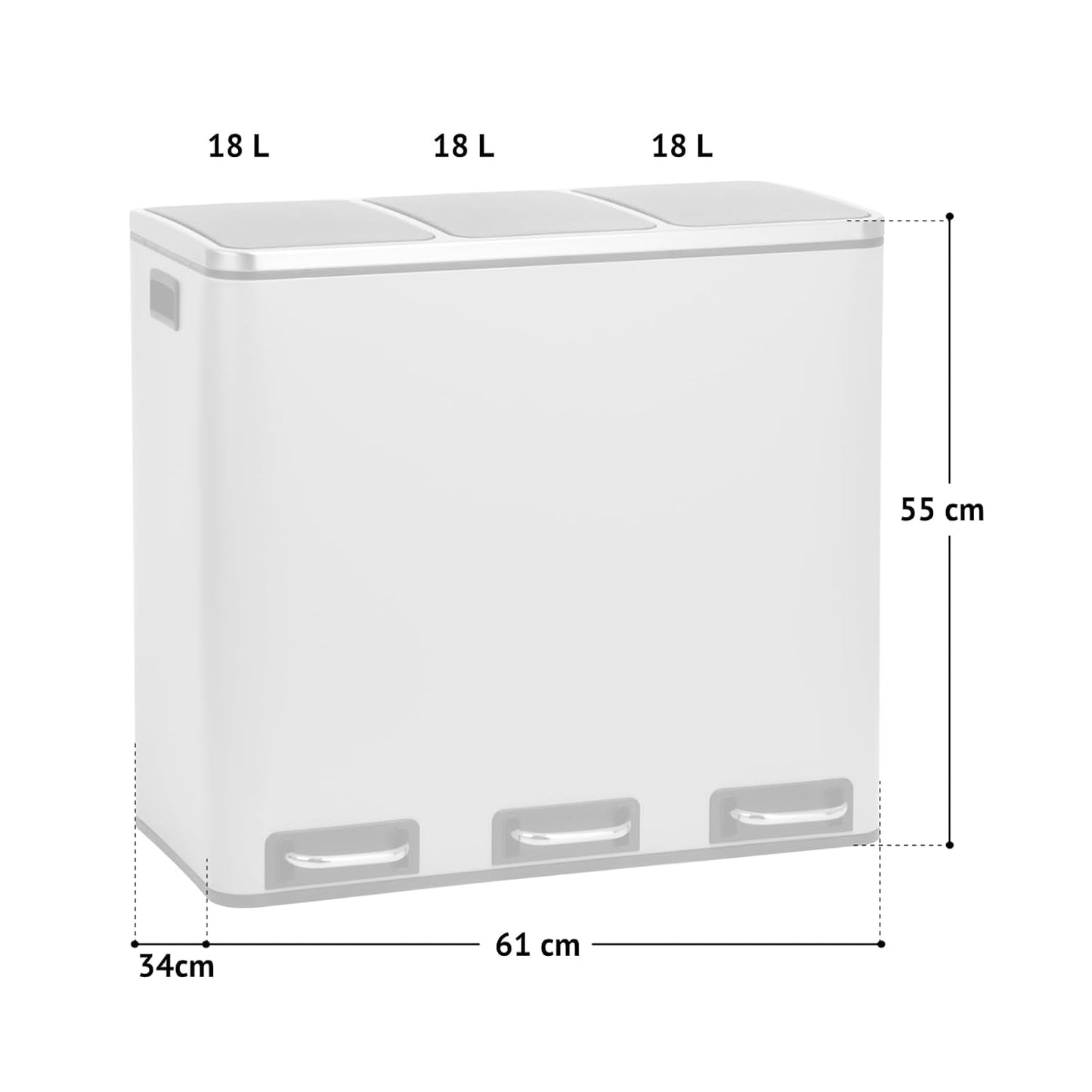 TM3X18 Treteimer mit 3 Fächern, Taupe TM3X18